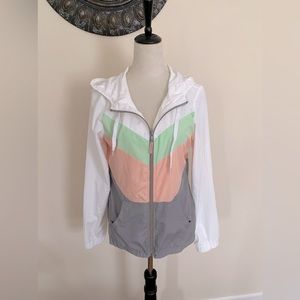 Zumiez “ZINE” color blocked windbreaker.  Size medium